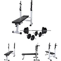 Longziming - The Living Store Hantelbank mit Ablage, Langhantel und Kurzhantel Set 60,5 kg - Krafttrainingsgeräte Longziming - The Living Store Hantelbank mit Ablage, Langhantel und Kurzhantel Set 60,5 kg - Krafttrainingsgeräte von LONGZIMING