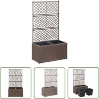 Longziming - The Living Store Hochbeet mit Rankgitter 2 Töpfe 58×30×107cm Poly Rattan Braun - Hochbeet - Rankgitter - Polyrattan - Blumengarten von LONGZIMING