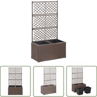Longziming - The Living Store Hochbeet mit Rankgitter 2 Töpfe 58×30×107cm Poly Rattan Braun - Hochbeet - Rankgitter - Polyrattan - Blumengarten von LONGZIMING