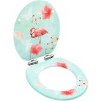 Longziming - Toilettensitz mit Soft-Close-Deckel mdf Flamingo-Design von LONGZIMING