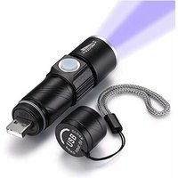 Longziming - UV-Taschenlampe, wiederaufladbare USB-UV-Taschenlampe mit 395-nm-Schwarzlicht, zoombare UV-Taschenlampe und 4 Lichtmodi von LONGZIMING