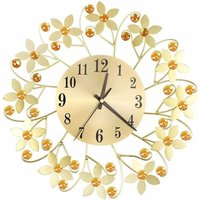 Longziming - Wanduhr, Retro-Blumen, rund, stumme Wand, Metallrahmen, Uhrzeiger aus Metall, Schmiedeeisenmalerei, Schlafzimmer-Büro-Veranda, von LONGZIMING