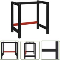 The Living Store Werkbankgestell Metall 80x57x79 cm Schwarz und Rot - Tischbein Gestell - Metallgestell - Werkstattgestell - diy Tisch von LONGZIMING
