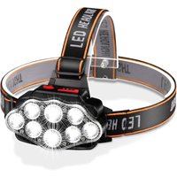 Longziming - Wiederaufladbare LED-Stirnlampe, Stirnlampe mit hoher Helligkeit und 8 LEDs, USB-Stirnlampe, 4 Modi, IPX4 wasserdichte Taschenlampe zum Longziming - Wiederaufladbare LED-Stirnlampe, Stirnlampe mit hoher Helligkeit und 8 LEDs, USB-Stirnlampe, 4 Modi, IPX4 wasserdichte Taschenlampe zum von LONGZIMING