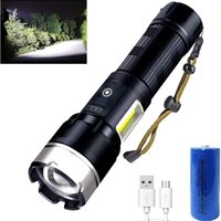 Longziming - XHP90 LED-Taschenlampe 5000 Lumen, wiederaufladbare USB-Taschenlampe mit einstellbarem Fokus, geeignet für Camping, Familiennotfälle, von LONGZIMING