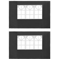 Partyzelt-Seitenwände 2 Stück mit Fenster pe Anthrazit von LONGZIMING