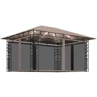 Pavillon mit Moskitonetz & LED-Lichterkette 4x3x2,73 m Taupe von LONGZIMING