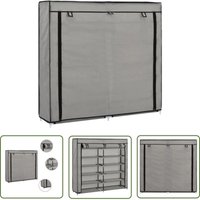 The Living Store Schuhschrank mit Abdeckung Grau 115 x 28 x 110 cm Stoff - Schuhschrank - Schuhregal - Garderobe - Schrank - Stauraum von LONGZIMING