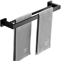 Schwarzes mattes Doppelstangen-Handtuchhalter, Wandmontage-Handtuchhalter aus Edelstahl, 2-Stangen-Bad-Accessoire (Größe: 40 cm). von LONGZIMING