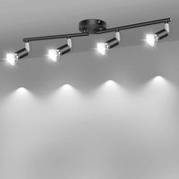 Schwenkbare LED-Deckenleuchte – GU10-Sockel – mit 4 runden Strahlern – Schwarz – für Küche, Schlafzimmer, Wohnzimmer – ohne Leuchtmittel von LONGZIMING