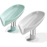 Seifenschale mit Saugnapf, 2er-Set, Seifenschale für die Dusche, Schwammhalter für die Küchenspüle, Seifenschale mit Abfluss, leicht zu reinigen und von LONGZIMING