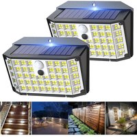 Solarleuchten Außen, 2er Pack Solarleuchten Außen mit Bewegungsmelder, 176LED Solarstrahler IP65 Wasserdicht Solarlampe für Garten, Garage, Terrasse Solarleuchten Außen, 2er Pack Solarleuchten Außen mit Bewegungsmelder, 176LED Solarstrahler IP65 Wasserdicht Solarlampe für Garten, Garage, Terrasse von LONGZIMING