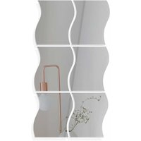 Spiegel Wandaufkleber Silber selbstklebend Wandspiegel Wellenform DIY Aufkleber Styling Spiegel für Dekoration Büro Zuhause Schlafzimmer - 6St von LONGZIMING
