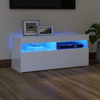 Longziming - TV-Schrank mit LED-Leuchten Hochglanz-Weiß 90x35x40 cm von LONGZIMING