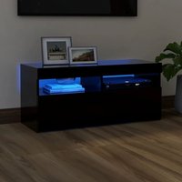 TV-Schrank mit LED-Leuchten Schwarz 90x35x40 cm von LONGZIMING