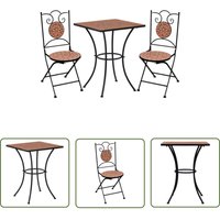 The Living Store 3-tlg. Bistro-Set Mosaik Keramik Terrakotta - Terracotta-Farben - Gartentisch - Gartenstuhl - Outdoor Möbeln - Balkonmöbel von LONGZIMING
