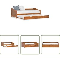 The Living Store Ausziehsofa Bettgestell Honigbraun Kiefernholz 90×200 cm - Ausziehsofa - Schlafsofa - Doppelbett - Gästebett - Bettkasten von LONGZIMING