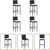 The Living Store Garten-Barhocker mit Kissen 4 Stk. Schwarz Poly Rattan - Gartenhocker - Rattan Möbel - Outdoor Furniture - Terrasse Dekoration von LONGZIMING