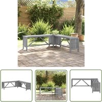 The Living Store Garten-Eckbank mit Pflanzkübel 117 cm Massivholz Akazie Grau - Gartenbank - Holzmöbel - Akazienholz - Gartenmöbel - Terrassenmöbeln von LONGZIMING
