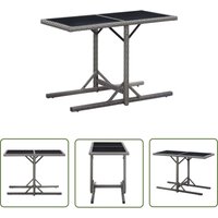 Longziming - The Living Store Gartentisch Anthrazit 110x53x72 cm Glas und Poly Rattan - Gartentisch - Esstisch - Terrassenmöbel - Outdoor Möbel von LONGZIMING