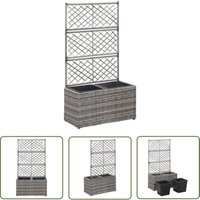 The Living Store Hochbeet mit Rankgitter 2 Töpfe 58×30×107cm Poly Rattan Grau - Hochbeet - Rankgitter - Polyrattan - Gartenmöbel - Outdoor Dekoration The Living Store Hochbeet mit Rankgitter 2 Töpfe 58×30×107cm Poly Rattan Grau - Hochbeet - Rankgitter - Polyrattan - Gartenmöbel - Outdoor Dekoration von LONGZIMING