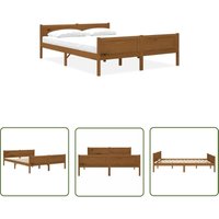The Living Store Massivholzbett Kiefer Honigbraun 140x200 cm - Holzbettrahmen - Kiefernbett - Doppelbett - Bettkasten - Massivholzbette von LONGZIMING