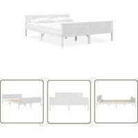 The Living Store Massivholzbett Kiefer Weiß 160x200 cm - Massivholzbette - Kiefernbett - Weißes Bett - Doppelbett - Bettrahmen von LONGZIMING