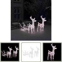 The Living Store Rentiere & Schlitten Weihnachtsdekoration 160 LEDs 130 cm Acryl - Weihnachtsdeko - LED-Beleuchtung - Winterdekoration von LONGZIMING