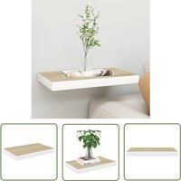 Longziming - The Living Store Schweberegal Eichen-Optik und Weiß 50x23x3,8 cm mdf - Schweberegal - Wandregal - Regal - Wohnwandregal - Eichenschwarz von LONGZIMING