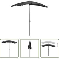 The Living Store Sonnenschirm mit Mast 200x130 cm Anthrazit - Gartenschirm - Sonnenschirm - Polyester - Stahl - Anthrazit von LONGZIMING