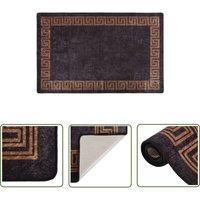 The Living Store Teppich Waschbar Schwarz und Golden 160x230 cm Rutschfest - Samt Teppich - Wohnzimmer Teppich - Flur Teppich - Schlafzimmer Teppich von LONGZIMING