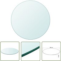 The Living Store Tischplatte aus gehärtetem Glas rund 400 mm - Tischplatte - Glastischplatte - Runde Tischplatte - Transparente Tischplatte von LONGZIMING