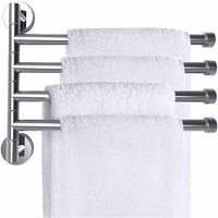 Wandmontierter Handtuchhalter 180° Handtuchhalter Edelstahl Handtuchhalter Chrom Handtuchhalter (4-armig) von LONGZIMING