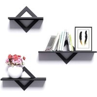 Wandregale 3er Set, Stabile Schweberegale aus pvc Ideal für Wohnzimmer, Schlafzimmer, Flur, Küche (Schwarz) von LONGZIMING