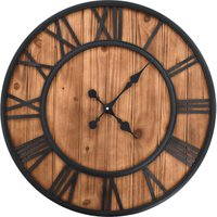 Longziming - Wanduhr Vintage mit Quarzwerk Holz und Metall 60 cm xxl von LONGZIMING