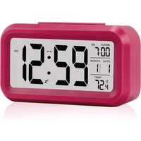 Wecker, kleiner digitaler Wecker, 5,1-Zoll-LCD-Display mit Snooze-Datumskalender, Temperaturalarmanzeige, einfach zu installieren am Bett (rot) von LONGZIMING