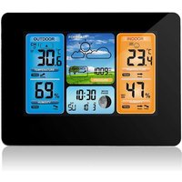 Longziming - Wetterstation mit Außensensor, Thermometer, Hygrometer, Innen- und Außenfunkwetterstation °c/°f, Datum, Wochenende, Mondphasen von LONGZIMING