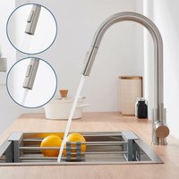 Hochdruck Küchenarmatur Edelstahl Ausziehbare Spültischarmatur mit Zweistrahl, hoher Auslauf 360° schwenkbarer Wasserhahn von LONHEO