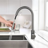 Hochdruck Küchenarmatur ausziehbar Brause Hoher Auslauf 360° Drehbar Spültischarmatur Küche Wasserhahn für Küchenspüle, Dunkelgrau - Lonheo von LONHEO