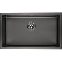 Lonheo - Küchenspüle schwarz xl 74 × 44 cm eckige Spülbecken, Einbauspüle für ab 80er Unterschrank, Edelstahlspüle mit Über- und Ablaufgarnitur, von LONHEO