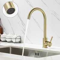 Lonheo Wasserhahn Küche Armatur Gold, 360° Drehbar Hochdruck Küchenarmatur Einhebelmischer Edelstahl Küche Mischbatterie für Spülbecken von LONHEO