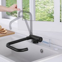 Lonheo - Schwarz Wasserhahn Küche Umklappbar, Spültischarmatur Einhebelmischer 360° Drehbar aus Edelstahl, Vorfenster Küchenarmatur mit Abnehmbarem von LONHEO