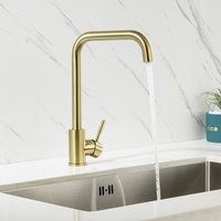 Edelstahl Hochdruck Wasserhahn Küche Gold 360° Drehbar, Hohe Küchenarmatur Einhebelmischer Spültischarmatur mit Abnehmbarer Perlator,7-förmig von LONHEO