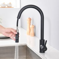 Lonheo - Hochdruck Wasserhahn Küchenarmatur ausziehbar Brause Hoher Auslauf 360° Drehbar Spültischarmatur Küche Wasserhahn für Küchenspüle, Schwarz von LONHEO