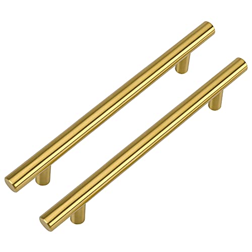 LONTON 5 Stück Möbelgriffe Gold 115mm lochabstand Schrankgriffe Gold Griffe für Küchenschränke Küchengriffe Gold Griffe Möbel Gold Griffe Messing Möbelgriffe Schrankgriffe von LONTAN