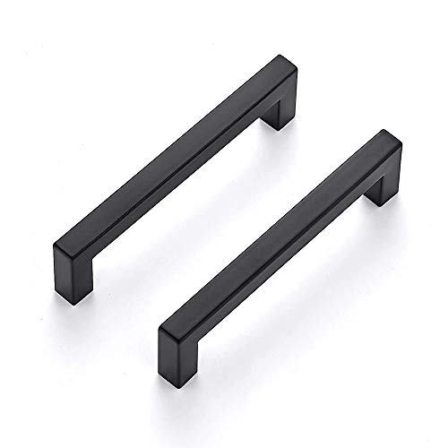 LONTAN Küchenschrankgriffe, 128 mm Lochmitte, schwarze Griffe für Schrank, Edelstahl, 10 Stück von LONTAN