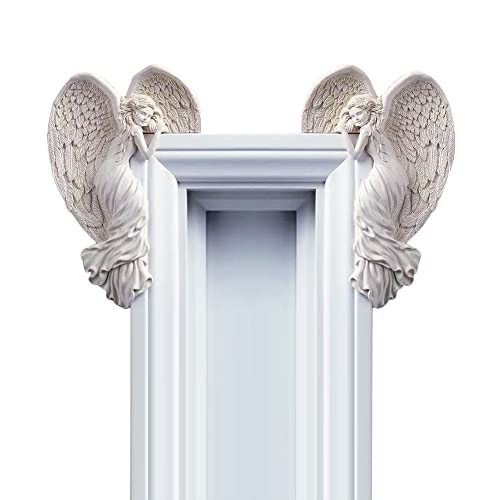 Engel Türrahmen Ornament Engelsflügel Wandskulptur Engel der Erlösung Statue Handwerk Kinderzimmer Schlafzimmer Rahmen Ecke Dekoration Wand Türrahmen Fotorahmen Schmuck Weihnachten Heimdekoration von LONTG