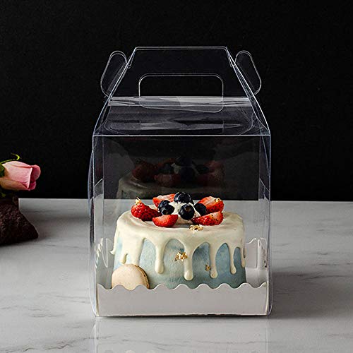 Geschenkbox 10 Stück Mini Tortenschachtel Transparent Tortenkarton Tragbar Kuchenbehälter Kuchenkarton Dessert Backen Geburtstagstorte Verpackungsbox Quadrat Tortenbox für Geburtstag Hochzeit Party von LONTG