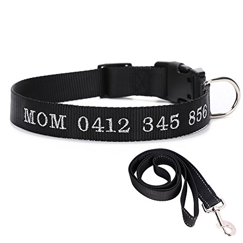 Hundehalsband mit Name Telefonnummer Adresse Individuell gestalten halsbänder aus Nylon Reflektierend dog collar verstellbar für Haustier Welpen Teddy große kleine hunde dünn mit hundeleine von LONTG