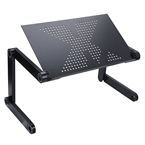 Laptop ständer Flatbar Laptop Tisch aus Aluminium tragbar Notebook Ständer mit Ablage Stabil Laptopständer groß Lesen Bücher hoch Lapdesks im Büro Bett Sofa Teppich für Arbeit Reisen Frühstück von LONTG